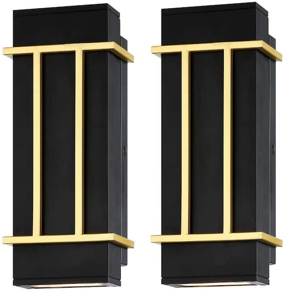 Pia Ricco Balck LED Outdoor Wall Light 13-Watt Up and Down Porch Light (2-Pack)