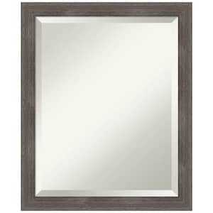 Pinstripe 22.50 in. x 18.50 in. Rustic Rectangle Framed Lead Grey Bathroom Vanity Wall Mirror