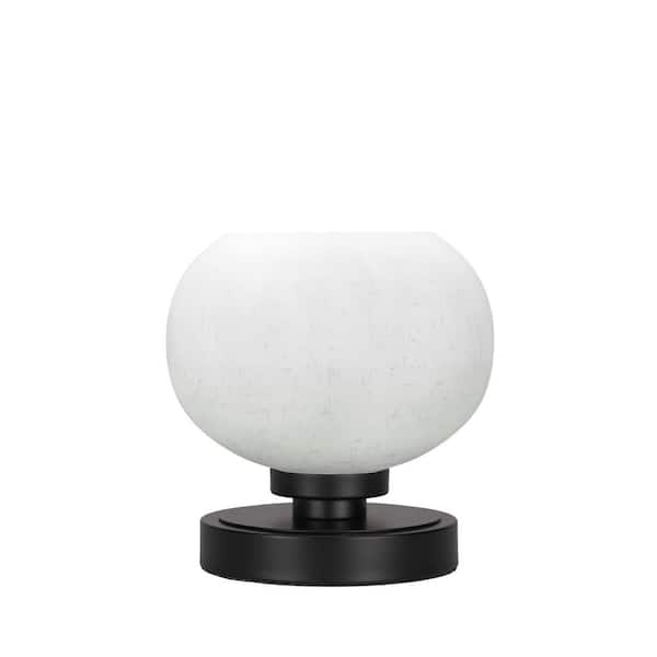Unbranded Quincy 7 in. Matte Black Accent Lamp with with White Muslin Glass Shade