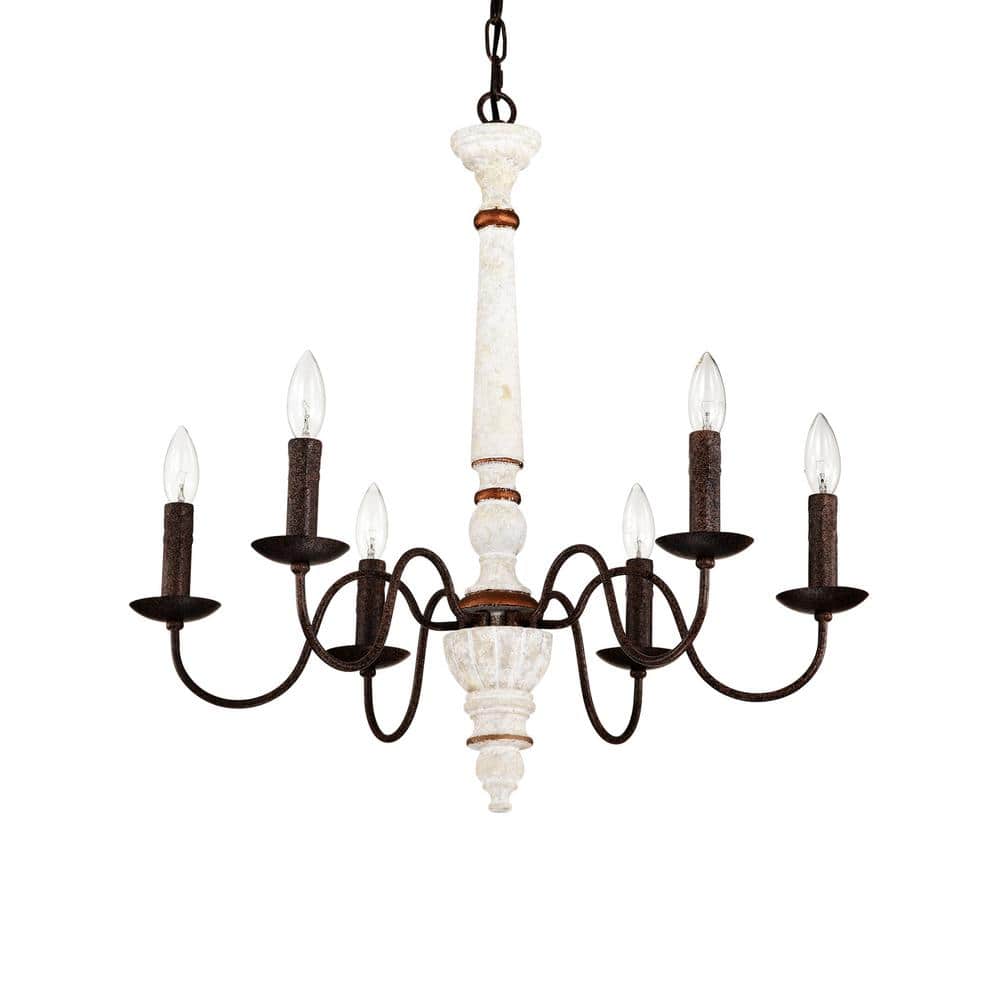 Chandeliers With 6-Lights E12, Rust And White Chandelier Design with Adjust