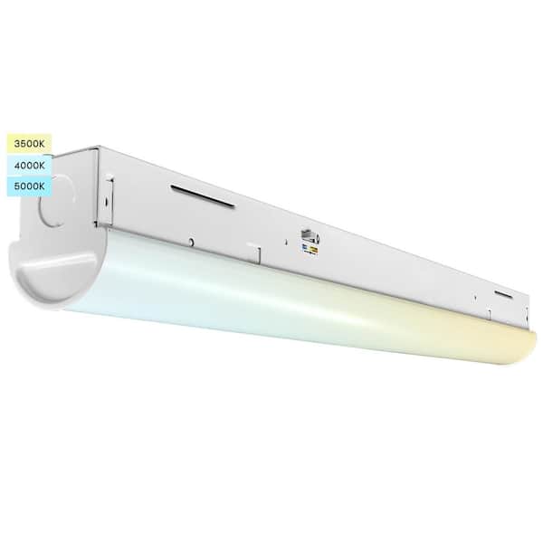 LUXRITE 2 ft. 20-Watt 2600 Lumens LED White Slim Shop Light 3 Color Selectable 3500K-5000K Dimmable Damp Rated UL Listed