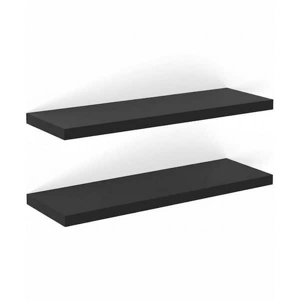 30 in. W x 12 in. D Black Floating Shelves Set of 2 Decorative Wall Shelf