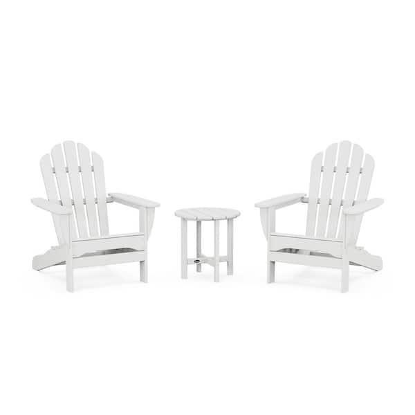 Classic White 3-Piece Plastic Patio Conversation Set in Adirondack Monterey Bay