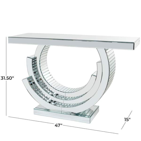 47 in. Silver Extra Large Rectangle Glass Mirrored Console Table