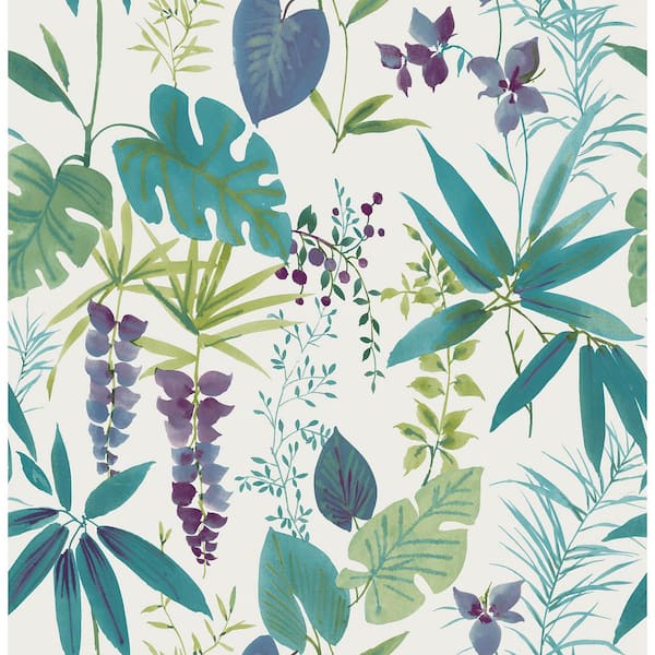 NuWallpaper Teal Maldives Peel and Stick Wallpaper Sample