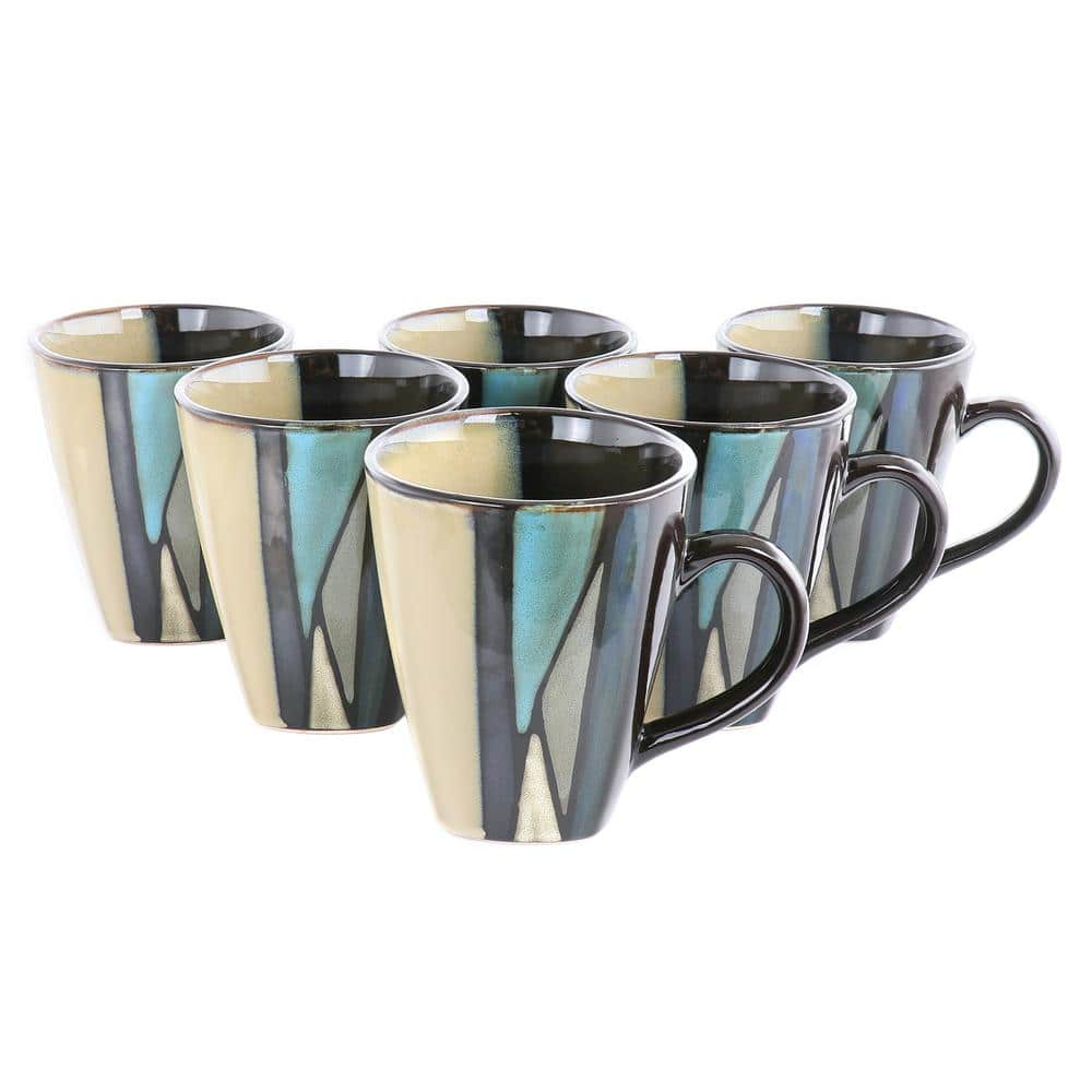 gypsy color The Original 8 OZ. Americano Stacking Rainbow Coffee Mug Set  with Metal Stand, Multi Colored Hand Glazed Ceramic Stoneware