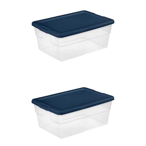 Sterilite Plastic Medium Clip Stacking Storage Box Container with Latching  Lid for Home, Office, Workspace, and Utility Space Organization, 24 Pack