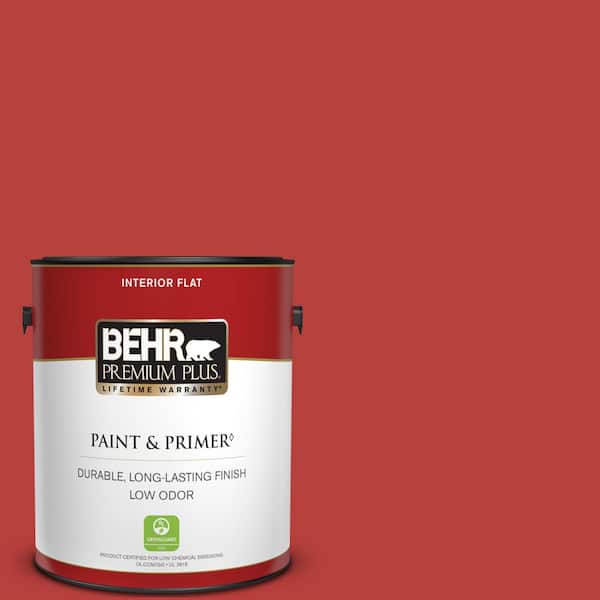 BEHR PREMIUM PLUS 1 gal. #PMD-85 Crimson Silk Flat Low Odor Interior Paint & Primer