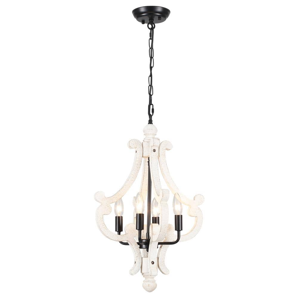 LWYTJO Eron 4-Light Black Orb Farmhouse Chandelier Rustic Antique ...