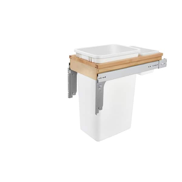 Rev-A-Shelf Single 50 Qt. Pull-Out Top Mount Maple and White Container for 1-1/2 in. Face Frame Cabinet
