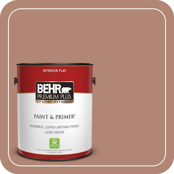 BEHR PREMIUM PLUS 1 gal. #220F-5 Light Mocha Flat Low Odor Interior Paint & Primer