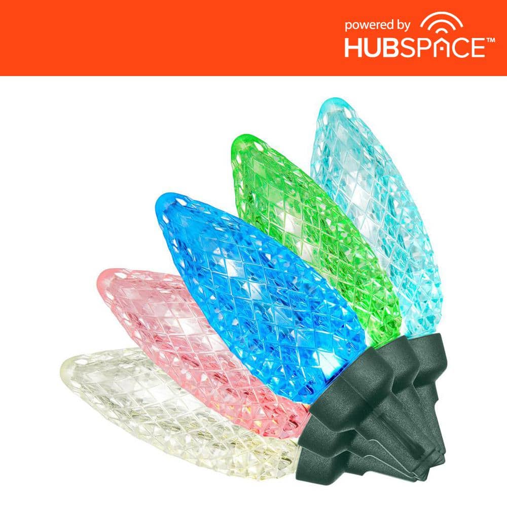 Home Accents Holiday 24L Faceted C9 Color Changing Smart LED Lights Powered  by Hubspace 23LE21018 The Home Depot