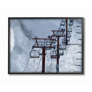 11 in. x 14 in. "Ski Lift Blue Sky Painting" by Karen Dreyfus Framed Wall Art