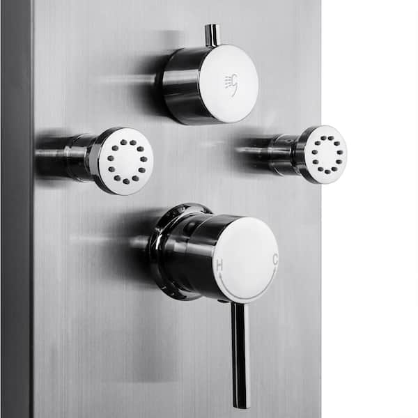 AKDY 65 in. 8-Jet Shower Panel System in Stainless Steel with 