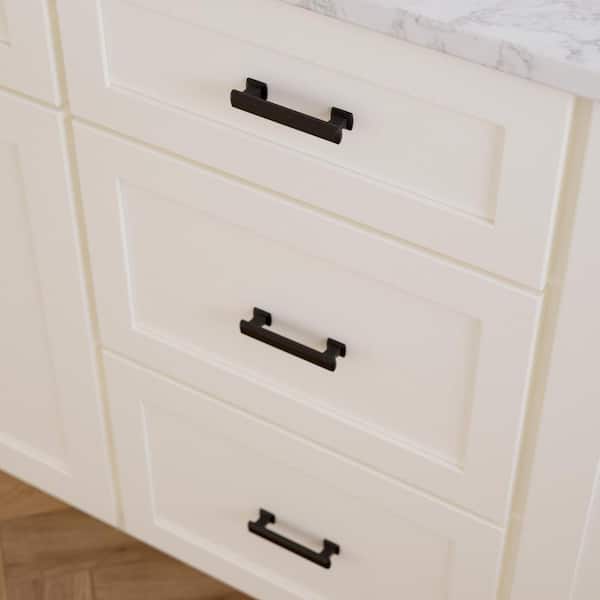 (10-Pack) Chamfered Slim Bar 3 in. (76 mm) Classic Matte Black Cabinet Handle Drawer Bar Pulls