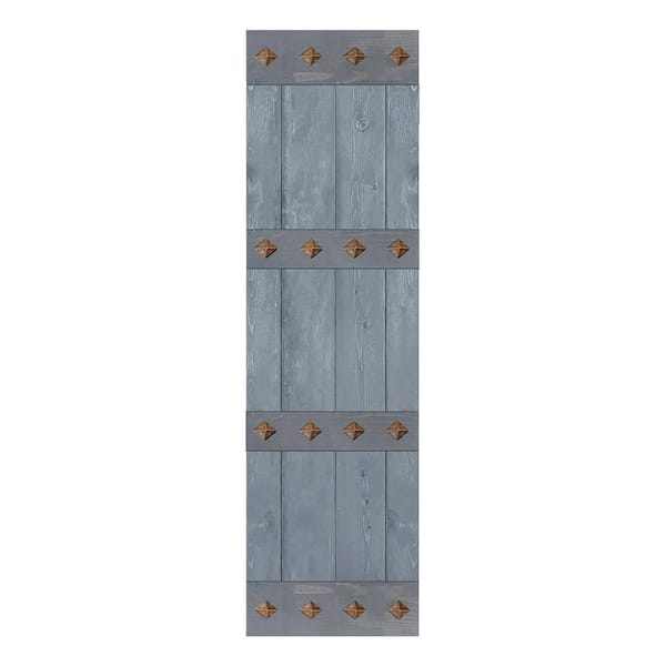 ISLIFE Mid-Century Style 24 in. x 84 in. Dark Gray Finished Solid Wood Sliding Barn Door Slab - Hardware Track NOT Included