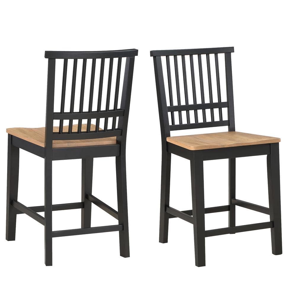 Magnolia Two-Tone Wood 24" Counter Chair Set, Natural and Ebony