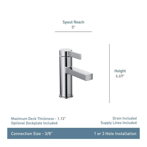 MOEN Beric Single Hole Single Handle Bathroom Faucet in Matte 