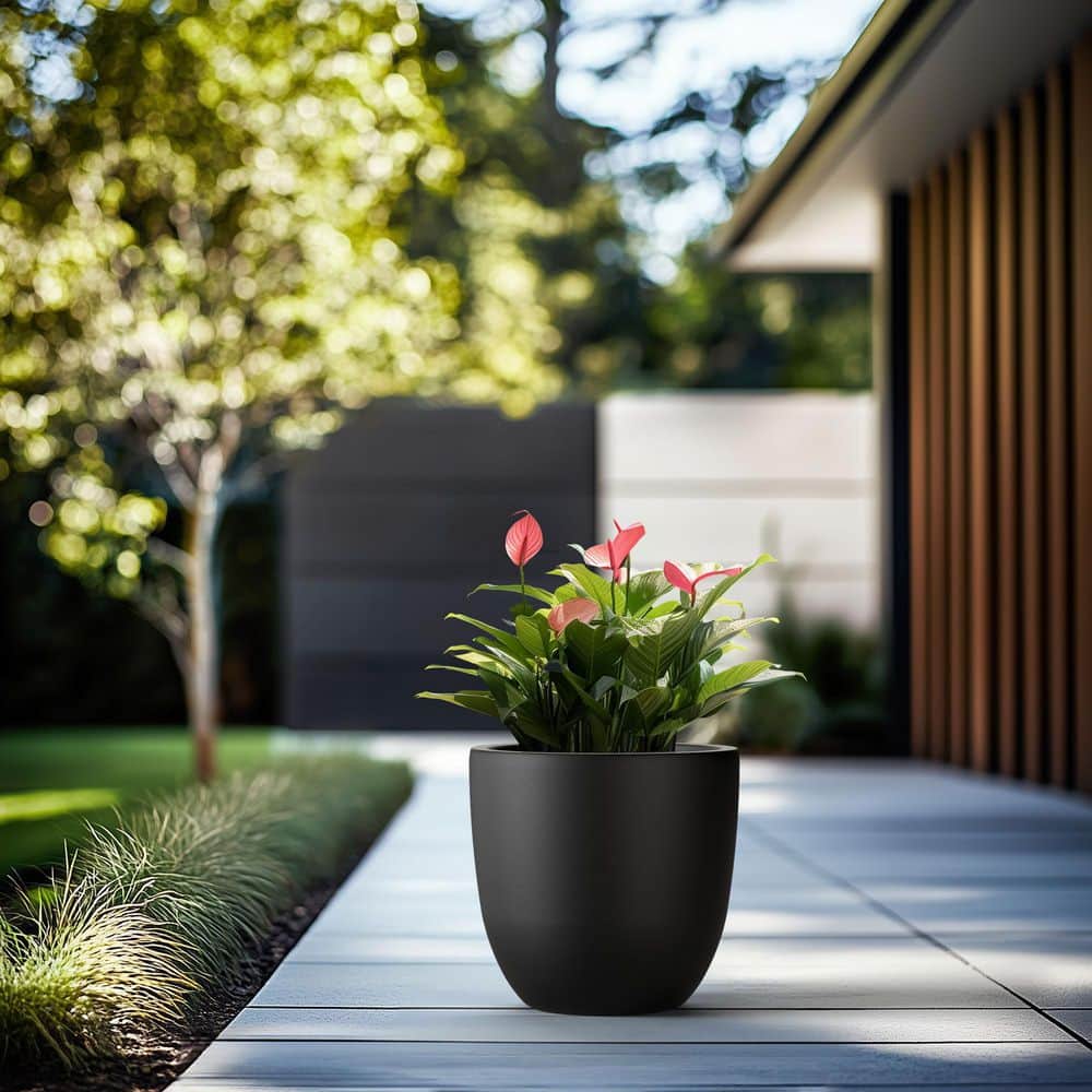 18 in. Large Charcoal Black Concrete Round Planter / Pot with Drainage Holes price history on PriceWatchPro