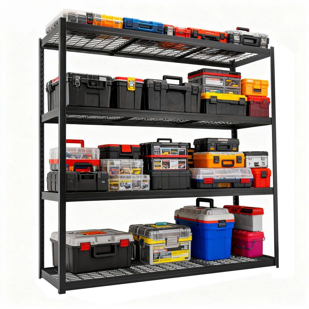 4-Tiers Heavy Duty Metal Adjustable Garage Storage Shelving Unit in Black (70.8 in. W x 70.8 in. H x 23.6 in. D) price history on PriceWatchPro