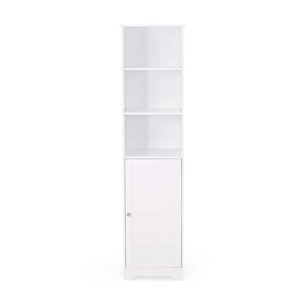15.00 in. W x 15.75 in. D x 63 in. H White Linen Cabinet with 5-Shelves and 1-Door