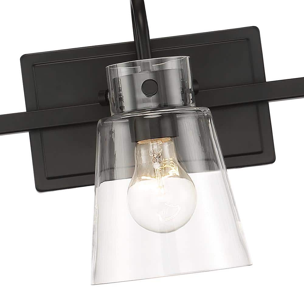 Inwood Tapered Clear Glass 24" Matte Black Vanity Light