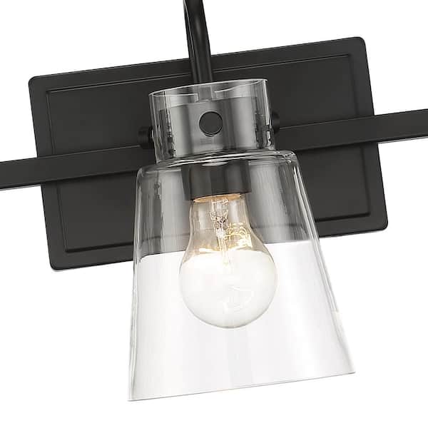 Designers Fountain - Inwood 24 in. 3-Light Matte Black Modern Vanity Light with Clear Glass Shades