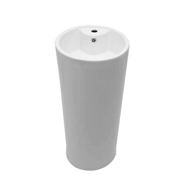 15 in. D x 15 in. W Round Pedestal Sink Base in White