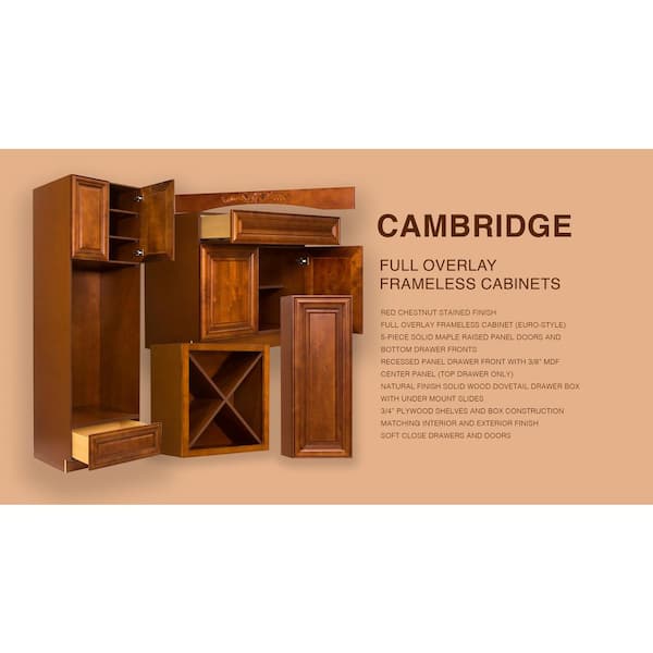 LIFEART CABINETRY Cambridge Assembled 42x34.5x24 in. Base Cabinet with 2 Doors and 1 Drawer in Chestnut