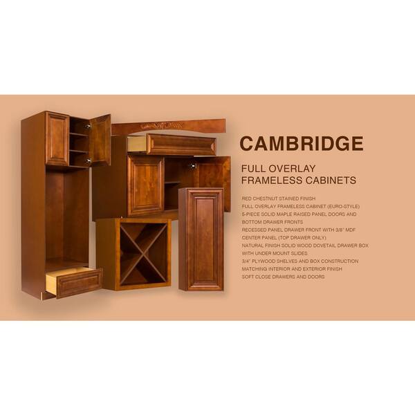 LIFEART CABINETRY Cambridge Assembled 33x34.5x24 in. Base Cabinet with 3 Drawers in Chestnut