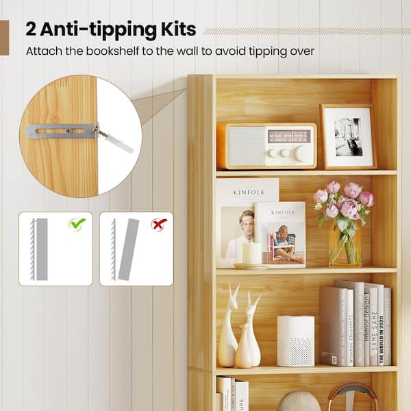 Bunpeony 6-Tier Bookcase with 6 Open Shelves and Anti-Toppling
