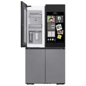 Bespoke 36 in. 23 cu. ft. 4-Door Flex Refrigerator with Family Hub+ in Charcoal Glass and Stainless Steel Panels