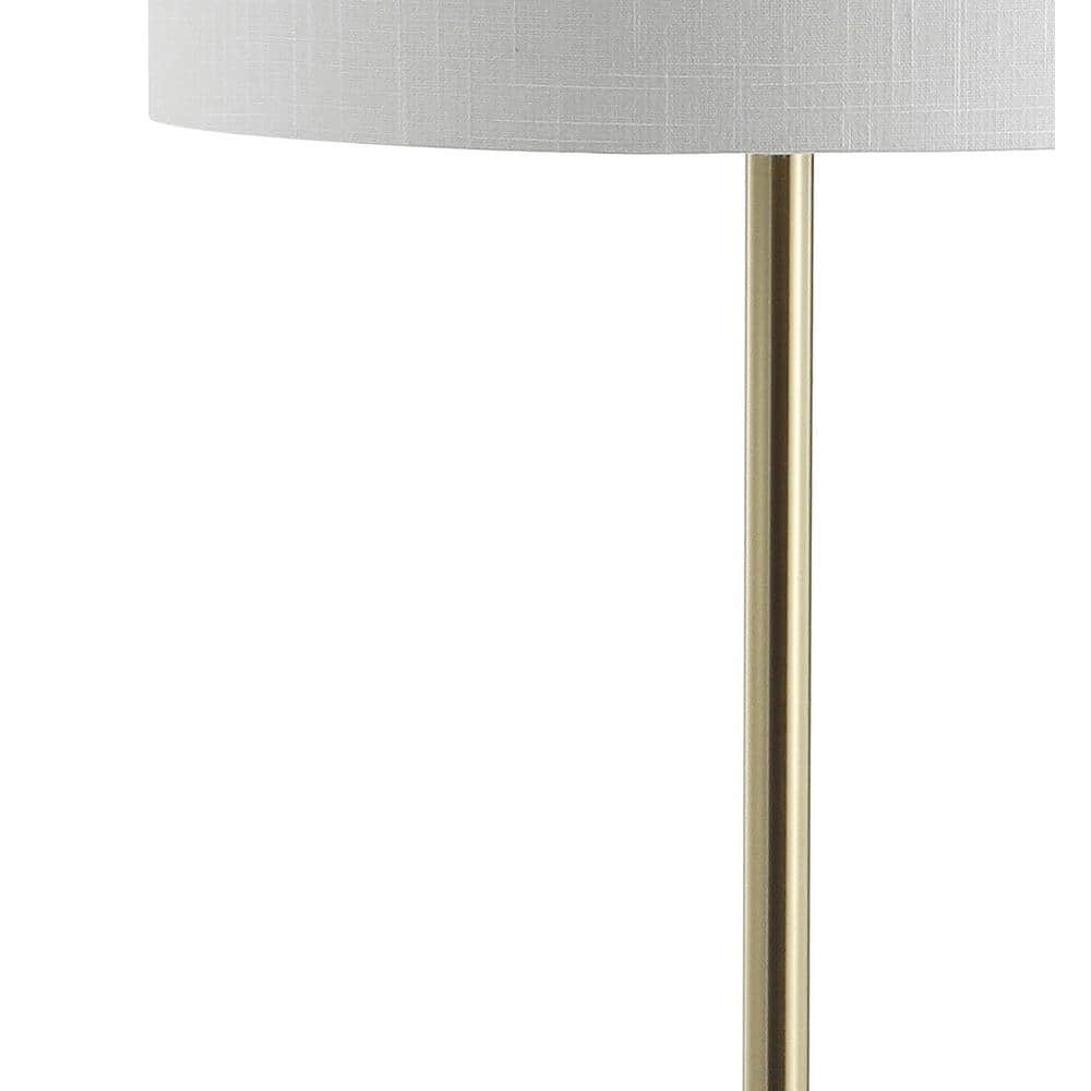 Transitional Black and Brass LED Floor Lamp with Integrated Wood Table
