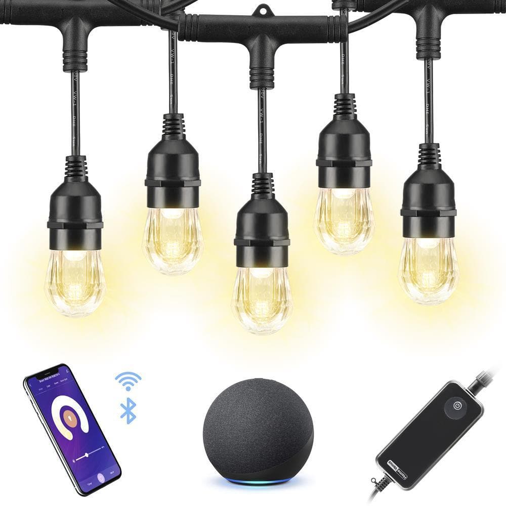 Spring String Lights Plug In Homevenus Smart Dimmable Cool Warm White Outdoor/Indoor 24 ft. Plug-in ...