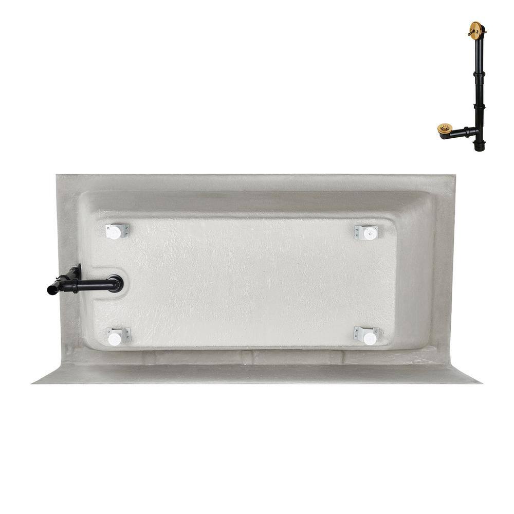 Glossy White Acrylic Alcove Bathtub with Brushed Gold Trim