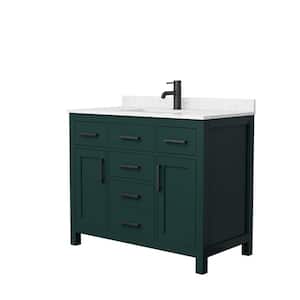 Beckett 42 in. W x 22 in. D x 35 in. H Single Sink Bathroom Vanity in Green with Carrara Cultured Marble Top