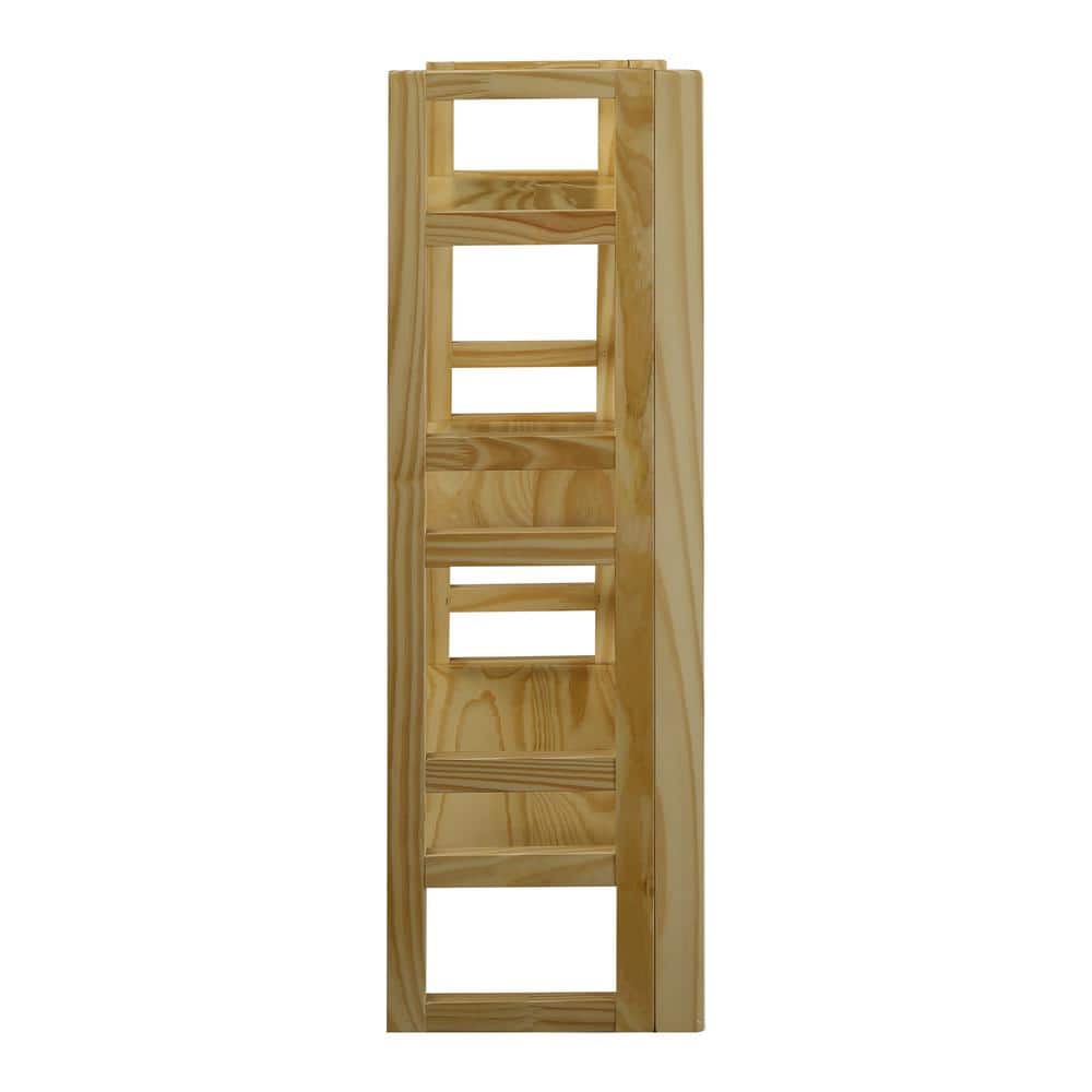 Natural Finish Solid Wood 3-Shelf Folding Bookcase