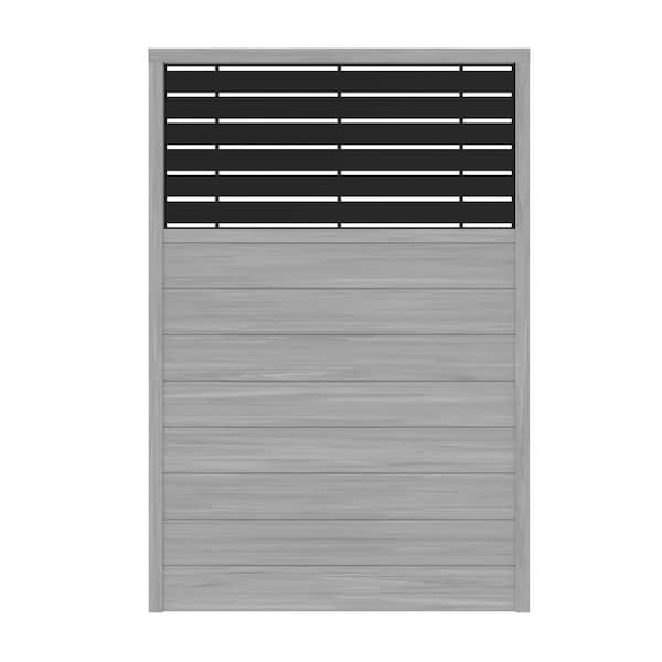 6 ft. x 4 ft. Coastal Cedar Vinyl Fence with Boardwalk Black Decorative Screen