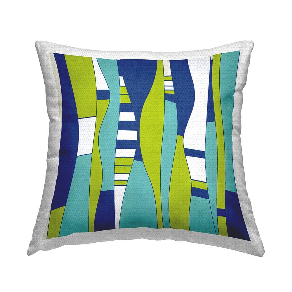 Blue Green Modern Wavy Shapes Green Square Outdoor Throw Pillow price history on PriceWatchPro