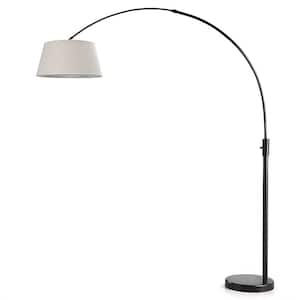 Orbita 82 in. Dark Bronze Furnish LED Dimmable Retractable Arch Floor Lamp, Bulb Included with Empire Tan Shade