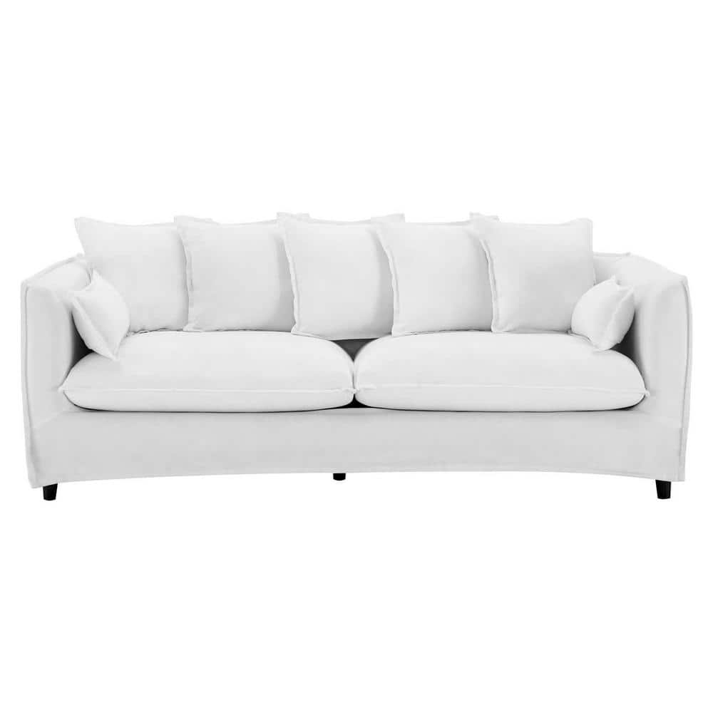Avalon 75" White Slipcover Fabric Sofa with Dense Foam Padding