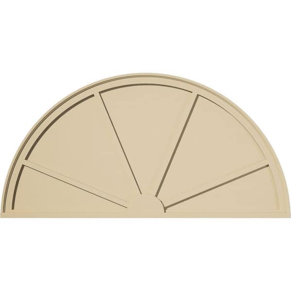 Ekena Millwork 56 in. W x 28 in. H x 2 in. P Half Round 4 Spoke Signature Urethane Pediment, Primed Tan