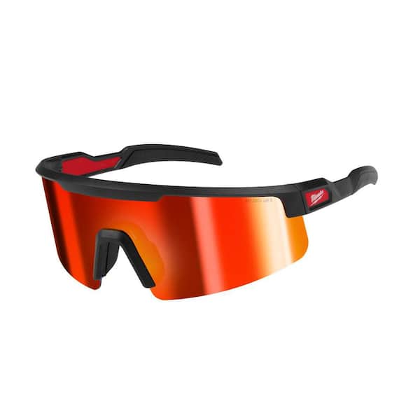 Milwaukee Safety Glasses with Red Wrap Around Mirrored Anti