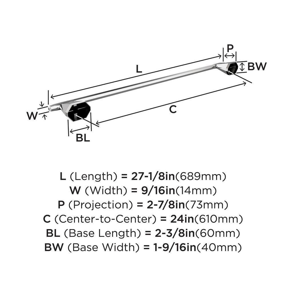 St. Vincent 24 Inch Chrome Wall Mounted Towel Bar