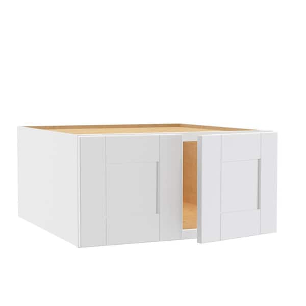 Home Decorators Collection Washington Vesper White Plywood Shaker Assembled Wall Kitchen Cabinet Soft Close 27 in. W 12 in. D 18 in. H