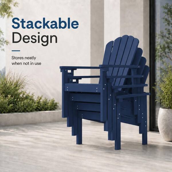 Thoeoe Outdoor HDPE Stackable Adirondack Chair with Cup Holder in
