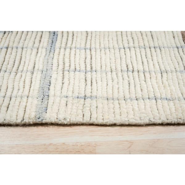 Ivory Contemporary Marrakech Hand-Knotted Wool Rug : Luxurious Handspun Area Rug for Stylish Home Dé, Area Rug