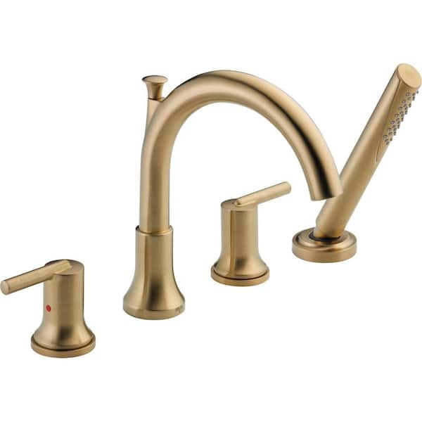 Trinsic Gold 2-Handle Deck-Mount Roman Tub Faucet Trim Kit with Hand Shower in Champagne Bronze (Valve Not Included)