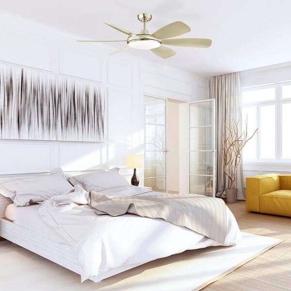 Edvivi 52 in. Integrated LED Indoor Champagne Silver 6-Blade