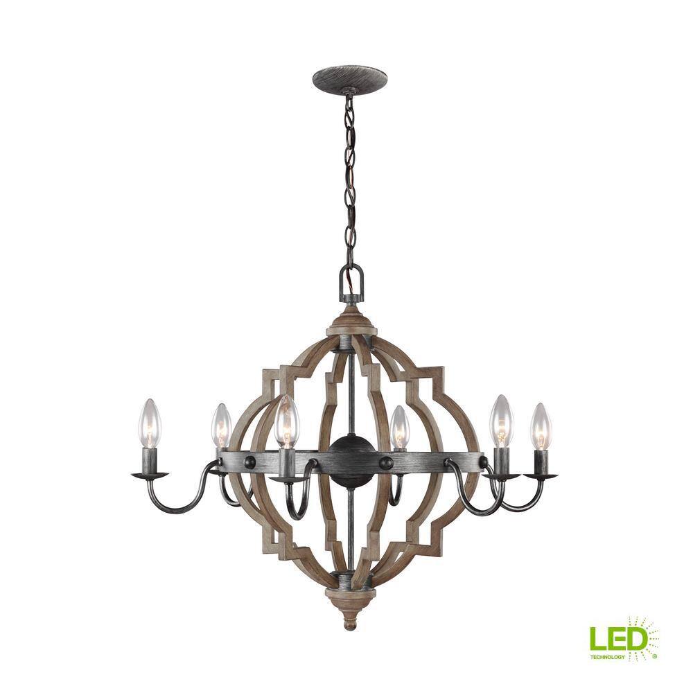 Stardust Chrome 6-Light LED Candle Chandelier with Geometric Shape